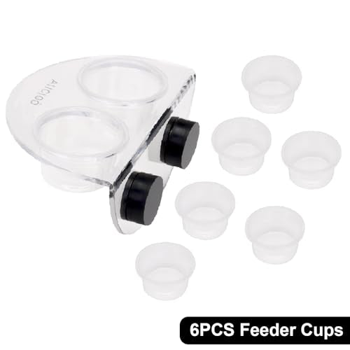 AIICIOO Crested Gecko Food Dish - Strong Magnetic Reptile Feeding Ledge for Bearded Dragon Lizard Crested Gecko Tank Accessories with 6 Pack Plastic Cup - size: Food Dish White