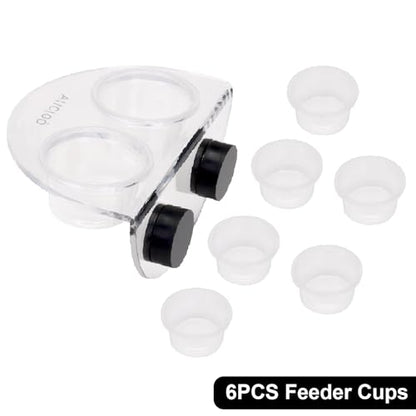 AIICIOO Crested Gecko Food Dish - Strong Magnetic Reptile Feeding Ledge for Bearded Dragon Lizard Crested Gecko Tank Accessories with 6 Pack Plastic Cup - size: Food Dish White