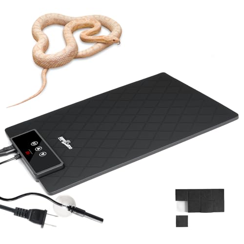 REPTI ZOO Reptile Heat Pad 8 in × 12 in, 23W Reptile Heat mat with Adjustable Thermostat for Turtles, Hermit Crabs, Bearded Dragons, Leopard Geckos, Snakes, Lizards - size: 8"x 12"