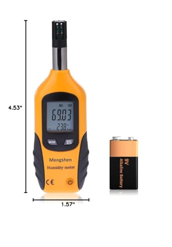 Mengshen® Digital Temperature and Humidity Meter | Dew Point Measurement, Wet Bulb Temperature, Battery Included