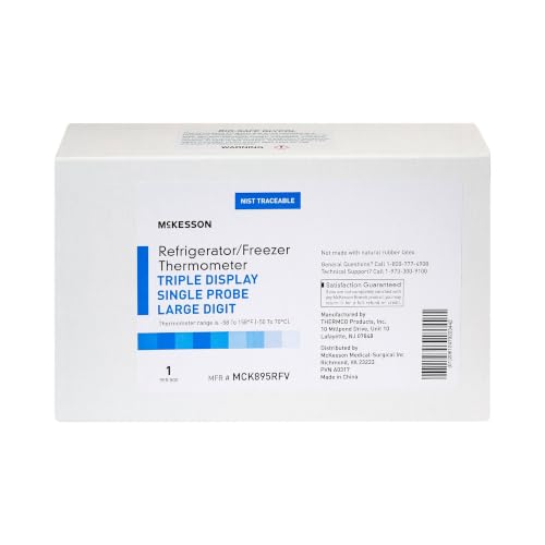 McKesson Refrigerator/Freezer Thermometer with Triple Display, Large, 1 ct | Single Probe, Food Safety Use