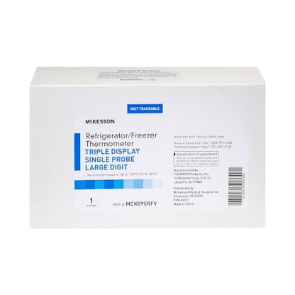 McKesson Refrigerator/Freezer Thermometer with Triple Display, Large, 1 ct | Single Probe, Food Safety Use