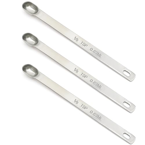 3PCS 1/8TSP(0.63ML) Measuring Spoon, Stainless Steel Long Handle Teaspoons | High Precision, Food-Grade Stainless Steel, ‌Rust-Free, Dishwasher-Safe, Easy-Read Markings, Multi-Purpose, Sturdy & Durable - size: 1/8tsp|0.63ml