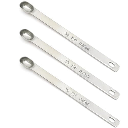 3PCS 1/8TSP(0.63ML) Measuring Spoon, Stainless Steel Long Handle Teaspoons | High Precision, Food-Grade Stainless Steel, ‌Rust-Free, Dishwasher-Safe, Easy-Read Markings, Multi-Purpose, Sturdy & Durable - size: 1/8tsp|0.63ml