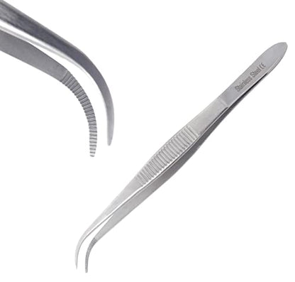 Lab Tweezers High Precision Forceps, Fine Strong Curved Point Tweezers, Stainless Steel (4.5 Inch) - size: 4.5 Inch