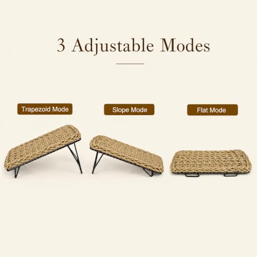 Natural Seagrass Reptile Hammock Bed with Adjustable Metal Legs, Large Elevated Resting Platform for Bearded Dragon, Lizard, Gecko, Snake, Turtle & Terrarium Pets, Includes Humidity Meter