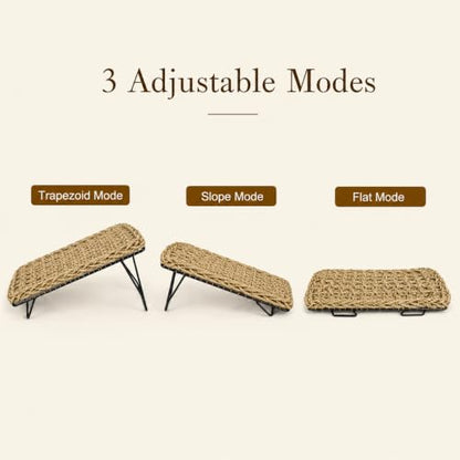 Natural Seagrass Reptile Hammock Bed with Adjustable Metal Legs, Large Elevated Resting Platform for Bearded Dragon, Lizard, Gecko, Snake, Turtle & Terrarium Pets, Includes Humidity Meter