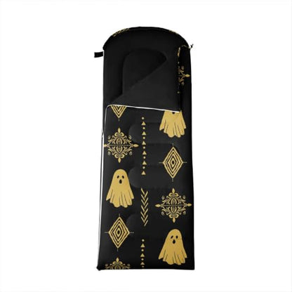 Erosebridal Sugar Skull Kids Sleeping Bag Southwestern Aztec Western Camping Blanket for Hiking Travel Hunting Sleep Bag - color: Black Yellow Gold 16