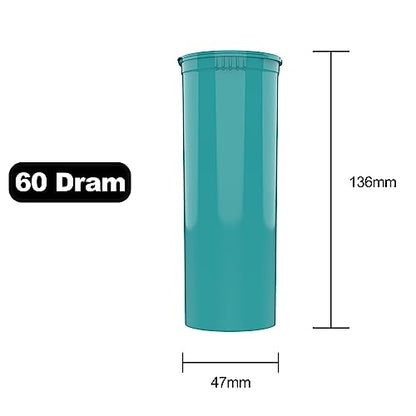 60 Dram CR Plastic Packaging Pop Top Containers - Child Resistant Travel Holder Vial Bottles - 75 qty (Aqua) - color: Aqua