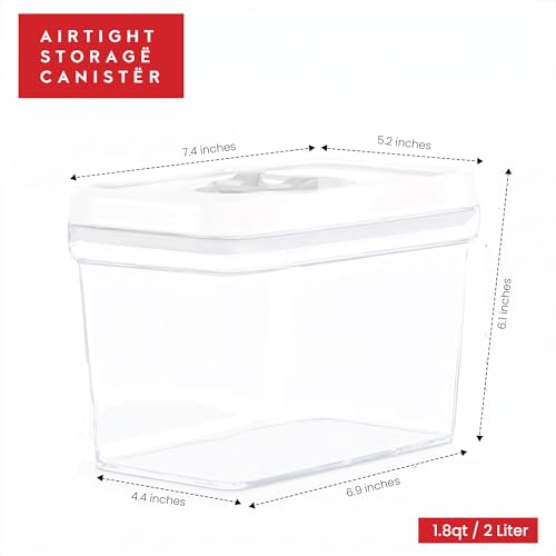 DWËLLZA KITCHEN Airtight Food Storage Containers with White Lids 2L - 4 Pc Clear Plastic Pantry Snacks Kitchen Container, Baking Supplies, 4LB Sugar & Flour Canister BPA-Free - color: 04 - 2 Liters (Set of 4)