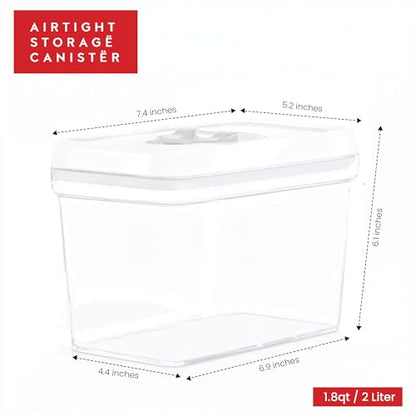 DWËLLZA KITCHEN Airtight Food Storage Containers with White Lids 2L - 4 Pc Clear Plastic Pantry Snacks Kitchen Container, Baking Supplies, 4LB Sugar & Flour Canister BPA-Free - color: 04 - 2 Liters (Set of 4)