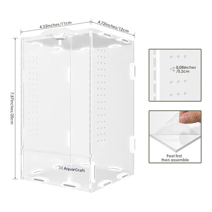 Acrylic Jumping Spider Enclosure, 4.3 x 4.7 x 7.8 in Clear Terrarium | Front opening ventilated habitat for jumping spiders, small spiders and slow-moving invertebrates; clear acrylic display. - size: 4.33 x 4.72 x 7.87 inches（11x12x20cm）