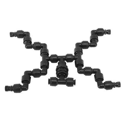 4 Head 360° Adjustable Reptile Fogger Nozzle Fine Atomization Misting System for Terrarium Vivarium Plant Humidifier 0.35in Clamping Black ABS