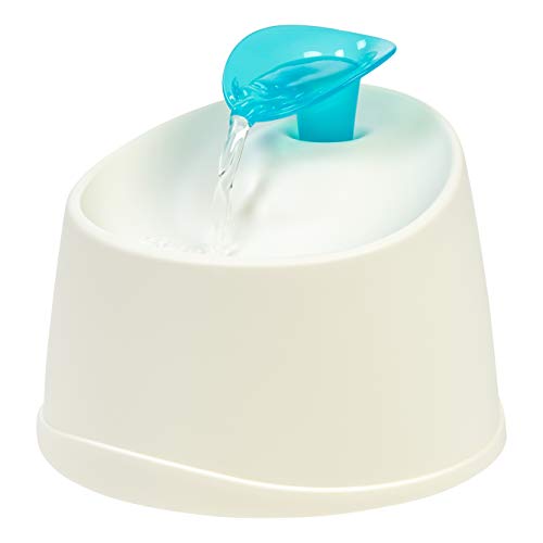 IRIS USA Cat Water Fountain, 44 oz, Kitty Spout, White/Blue | Dog Fountain Water Bowl, Silent, Replaceable Charcoal Filter - color: Blue, style: Water Fountain