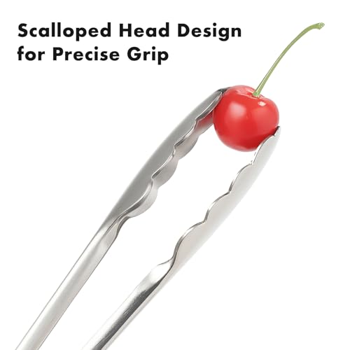 OYV Seamless Tongs for Cooking, One-Piece Design, Durable Heat Resistant Stainless Steel Tongs for Kitchen, Grill, BBQ, Salad, Dishwasher Safe, Metal Tongs Set (12" & 9") - color: Platinum Silver