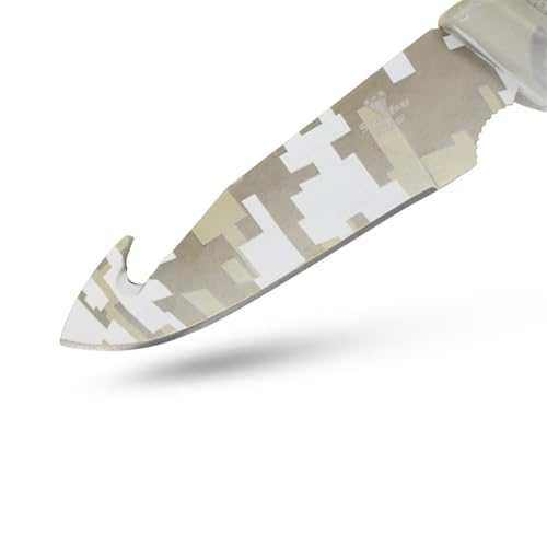 Snake Eye Tactical Heavy Duty 3PC Hunting & Camping Set – Full Tang Camping Axe, 9.5" Fixed Blade Gut Hook Knife, Sharpening Rod, and Heavy Duty Nylon Combo Sheath Included (Grey Camo) - color: Grey Camo