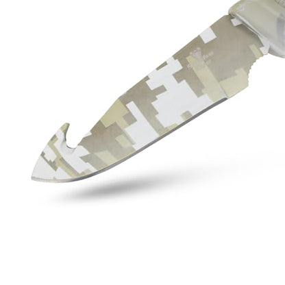 Snake Eye Tactical Heavy Duty 3PC Hunting & Camping Set – Full Tang Camping Axe, 9.5" Fixed Blade Gut Hook Knife, Sharpening Rod, and Heavy Duty Nylon Combo Sheath Included (Grey Camo) - color: Grey Camo