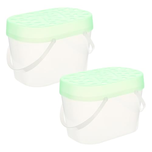 2Pcs Handheld Plastic Pet Carriers Medium Size Green Hamster Cases Reptile Containers for Outdoor Travel Small Animals