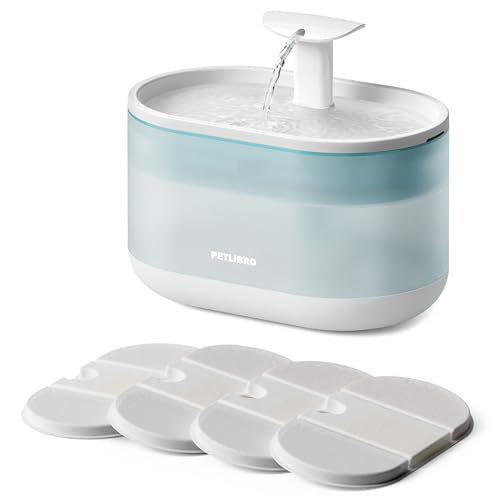 PETLIBRO Cat Water Fountain Ultra Quiet with Two Flow Modes, Large-Size Filter Capsule Pet Water Fountain, 71oz/2.1L Visible Water Level Dog Water Dispenser for Cats & Dogs - color: white, size: Basic Fountain