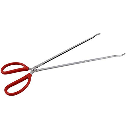 Multi-Function Clip Scissor Tongs Anti-Slip Tool Clip Sea Crab Artifact Crab Tongs 14.5 Inches Long Metal and ABS Material Silver and Red (Curved Head) - size: Curved Head