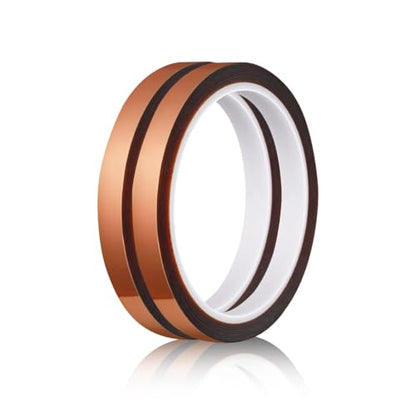 Heat Tape for Sublimation, 2 Rolls 0.5 Inch x 108Ft Polyimide Heat Resistant Tape, High Temp Thermal Tape for Heat Press Soldering, No Residue Heat Transfer Tape for Circuit Board 3D Printing - size: 10MM