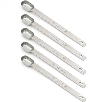 5PCS 1/2TSP(2.5ML) Measuring Spoon, Stainless Steel Long Handle Teaspoons | High Precision, Food-Grade Stainless Steel, ‌Rust-Free, Dishwasher-Safe, Easy-Read Markings, Multi-Purpose, Sturdy & Durable - size: 1/2tsp|1/6tbsp|2.5ml