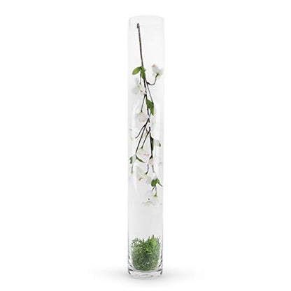 WGVI Quality Thick Weighted Tall Clear Cylinder Glass Vases, 4" W x 28" H, Flower Arrangement Floating Candle Holders Wedding Centerpieces Event Floral Container Floor Display Home Décor, 1 Piece - size: 4"x28"H