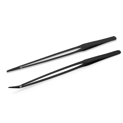 Mandala Crafts Black 15 Inches Straight Curved Fish Tanks Aquarium Tweezers | 15 Inch Forceps, Rust Resistant Stainless Steel, Trimming Aquatic Plants, Bowls, Terrariums, Freshwater & Saltwater Aquascape - color: Black Curved Straight Tweezers, size: 15 I