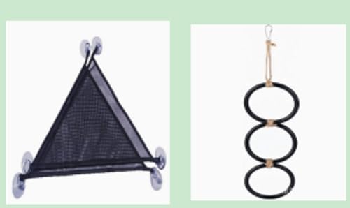 Snake Climbing Rings with 2 Hammock for Ball Python & Corn Snake, Reptile Enrichment Toys for Snake, Ball Python Tank Decor Reptiles Climbing Toy Hammocks (Black)