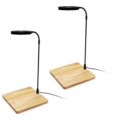 Rotating LED Aquariums Light with Wood Stand for Fishtanks and Potted Plant Terrariums Landscaping Lighting Supply - L 30CM - size: L 30CM