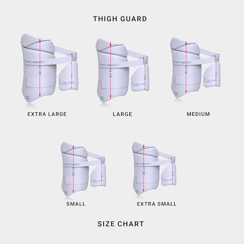 moonwalkr Cricket Thigh Guards 2.0 Lightweight Cricket Guard & Equipment Unisex Thigh Pads for Batter's Height (5'4"- 5'8") Safeguarding Both Your Outer and Inner Thighs White (Medium, Left Hand)
