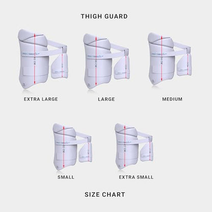 moonwalkr Cricket Thigh Guards 2.0 Lightweight Cricket Guard & Equipment Unisex Thigh Pads for Batter's Height (5'4"- 5'8") Safeguarding Both Your Outer and Inner Thighs White (Medium, Left Hand)