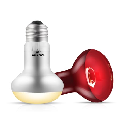 2 Pack 75W Reptile Heat Lamp Reptile Heat Bulbs | UVA Basking and Infrared Light Bulb Combo, Basking Light for Bearded Dragon, Turtles, Snake and Lizard - style: 75W Day & Night Heat Lamp