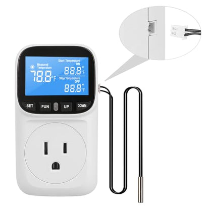 Diymore Digital Thermostat Controller, 1800W 120V/15A, -104°F to 210°F, Heating & Cooling Mode for Incubator, Greenhouse, Reptile Tank, Pool