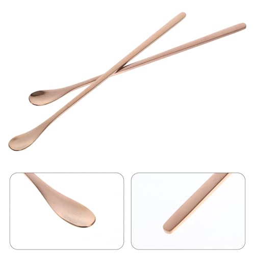 2pcs Stainless Steel Reptile Food Spoon Small Pet Feeding Scoop for Lizards Snakes Other Small Animals Versatile Feeding Tool - color: Golden