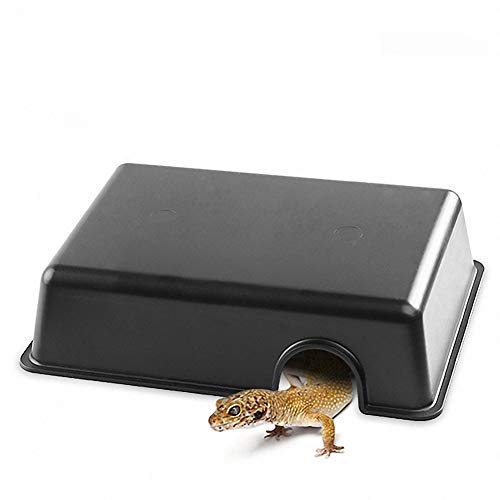 Reptile Hideout Box Small Animal Hide Cave for Snakes Lizards Leopard Gecko Rodents Spiders (M) - size: M