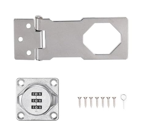 Multifunctional Combination Hasp Lock, Combination Lock for Cabinets, Mailboxes, Barn Doors, Floral Pet Doors and Office File Cabinets(Silver)