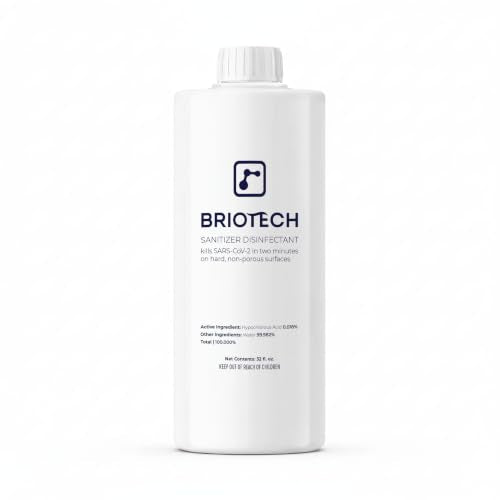BRIOTECH Sanitizer Disinfectant Hypochlorous Spray, Kill 99.99% of Viruses & Bacteria, Control Mold, Eliminate Odor, Gentle for Nursery & Play Rooms, Food Contact Surface Sanitizer, 32 fl oz Refill | Kill 99.99% of viruses, bacteria, control mold, elimina