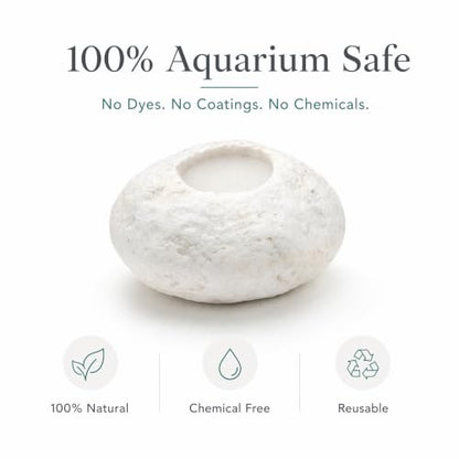 3 Pack White Pebble Plant Weights for Aquarium, Natural Drilled Stone Plant Anchors with 1.2 Inch Hole & Foam Sponge, Aquatic Plant Holders for Fish Tank, Terrarium, Succulent Planter - color: 1.2″ Hole 6pcs