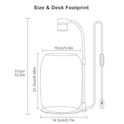 Glass Plant Terrarium with LED Grow Light for Home Office | 8.46" H x 5.9" D, Grow Light for Terrarium for Venus Fly Trap, Moss & Succulents, for Plant Lovers