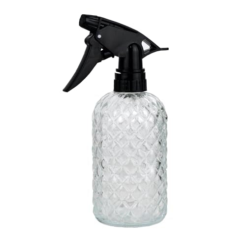 Glass Handheld Spray Bottle - 12oz Refillable Bottle ，Adjustable Nozzle Watering Can for Garden Plants Cleaning Solutions (Clear) - color: Clear
