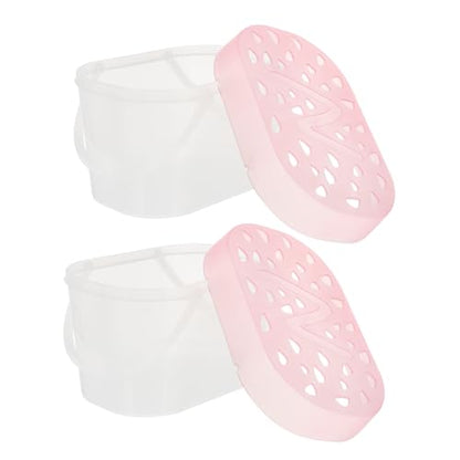 HEMOTON 2pcs Plastic Turtle Containers and Outdoor Hamster Carriers Medium Size Pink Portable Reptile Boxes Travel Cages for Small Pets