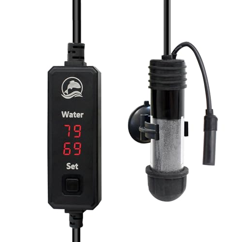 Small Aquarium Heater 25W Submersible Fish Tank Heater for 1-5 Gallons, Dual LED Display Temperature Controller, Suitable for Saltwater and Freshwater, Mini Water Heater for Betta/Turtle Tank - size: 25W