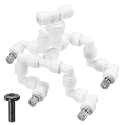 M METERXITY Reptile Mister Nozzles, 0.2mm Pore Copper 1/4" Four-Head Reptile Misting Spray Nozzle with Plug for Terrarium/Vivarium, 360 Degree Adjustable Detachable Nozzles [White] - color: White