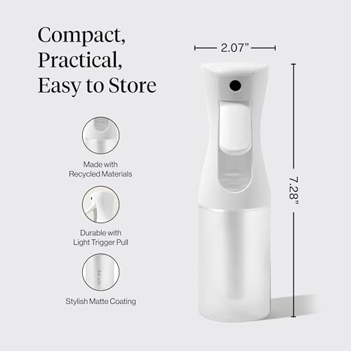 Kitsch Continuous Spray Bottle for Hair – White, 150ml | Fine Mister Spray Bottle & Water Spray Bottle – Recycled Hair Spray Bottle – Spray Bottles for Cleaning, Styling, & More - color: White