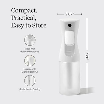 Kitsch Continuous Spray Bottle for Hair – White, 150ml | Fine Mister Spray Bottle & Water Spray Bottle – Recycled Hair Spray Bottle – Spray Bottles for Cleaning, Styling, & More - color: White