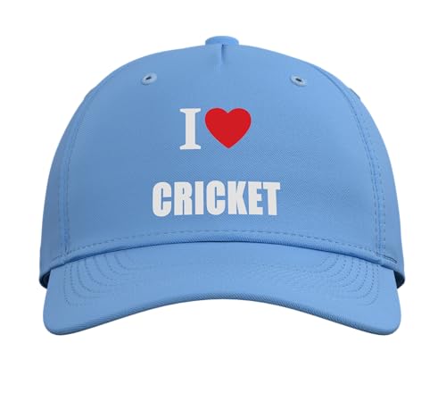 I Love Cricket Bowling Batting Keeper Watching Playing Adjustable Baseball Hat - color: Light Blue