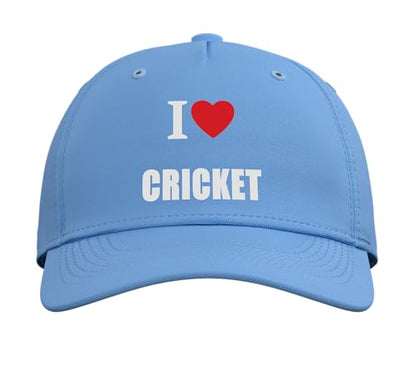 I Love Cricket Bowling Batting Keeper Watching Playing Adjustable Baseball Hat - color: Light Blue