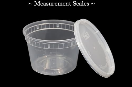 Zekii EXTRA THICK Deli Containers with Lids, [48Sets 16oz] Soup Containers w/Lids Airtight, Disposable, BPA Free, Takeout soup Cups, Meal Prep, Food Storage Containers with Measurements - color: Clear - 16 oz