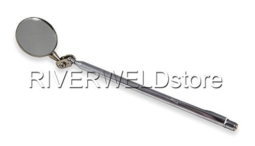 RIVERWELD Adjustable Telescopic Inspection Mirror Swivel Arm | Pocket Clip Tools Retractable Handle 360 Swivel